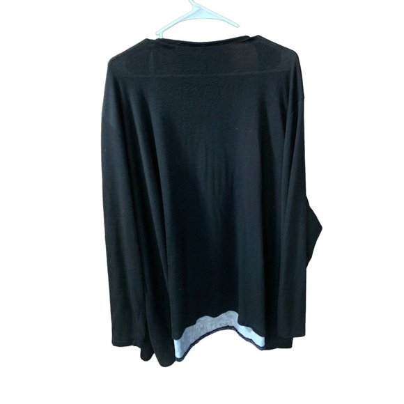 Catherine Womens Size 4X Black Cardigan Shirt Top Layered Lagen Look Green Print - Picture 3 of 3